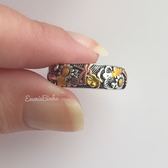 💥3for$28 New Vintage Style Aged Dragonfly Floral Mixed Metal Band Ring - Picture 3 of 14